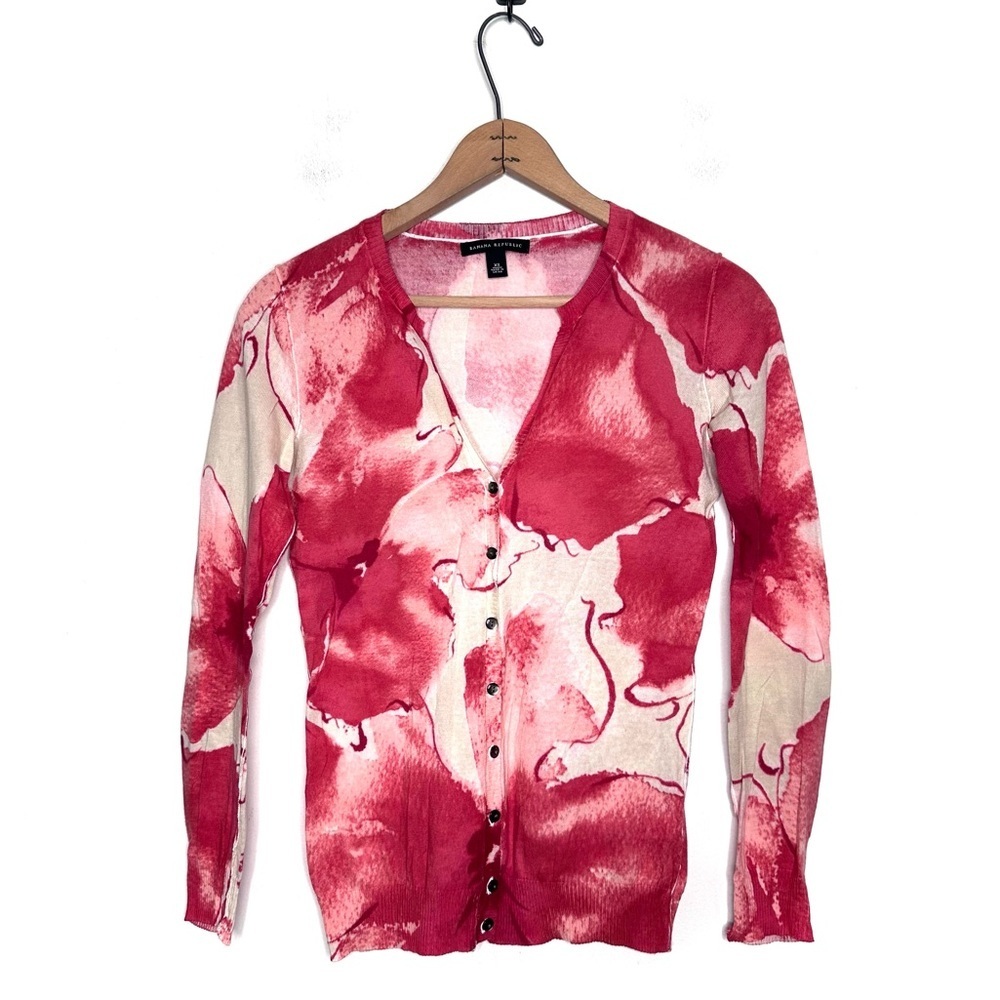 Banana Republic V-neck Abstract Print Button Down Cardigan Sweater Size XS